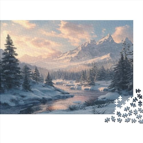 Winterliche Schneelandschaft Hölzerne Puzzles 300 Teile Jigsaw Puzzle Unmögliches Puzzle Für Erwachsene Geschenke Einzigartig Ostern Geschenke 300pcs (40x28cm) von ChengzeTCo
