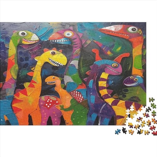 abstrakte Dinosaurier Puzzle Farbenfrohes 1000 Teile Impossible Puzzle Schwieriges Puzzle Lustiges Kunstpuzzle Puzzle-Geschenk Erwachsene-Puzzle von ChengzeTCo
