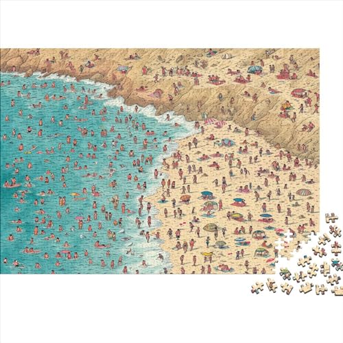 lebhafter Strand Puzzle Farbenfrohes 300 Teile Impossible Puzzle Herausforderung Puzzle Lustiges Kunstpuzzle Geschicklichkeitsspiel Für Die Ganze Familie 300pcs (40x28cm) von ChengzeTCo