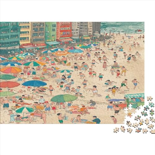 lebhafter Strand Puzzle Farbenfrohes 500 Teile Impossible Puzzle Schwieriges Puzzle Rahmen Puzzle Lernspiel Geschenk Für Die Ganze Familie 500pcs (52x38cm) von ChengzeTCo