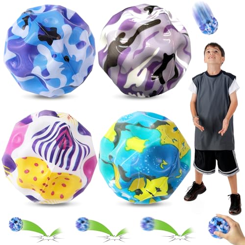 Chennyfun 4 Stück Astro Jump Ball Galaxy, Moon Ball,Hohe Springender Gummiball, Hüpfende Bälle in 4 Farben, 7cm Planeten Hüpfbälle, Astro Jump Ball, Bouncing Ball Springball für Kinder von Chennyfun