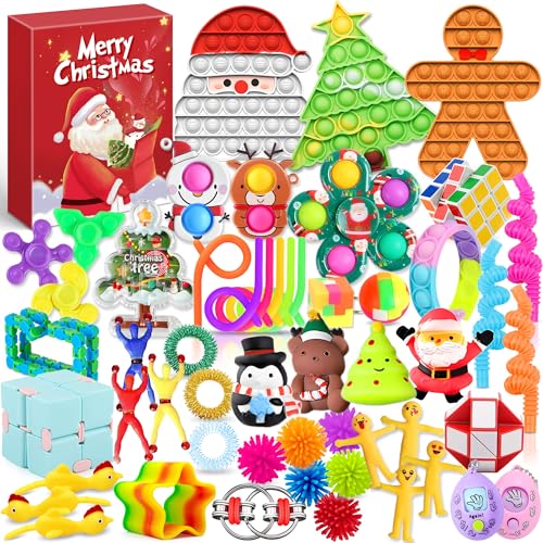 Chennyfun 53 Pcs Christmas Adventskalender 2024 Fidget Spielzeug Set, 24 Tage Anti-stress Weihnachten Adventkalender für Kinder, Überraschungen Weihnachtskalender Countdown Geschenk für Mädchen Jungen von Chennyfun