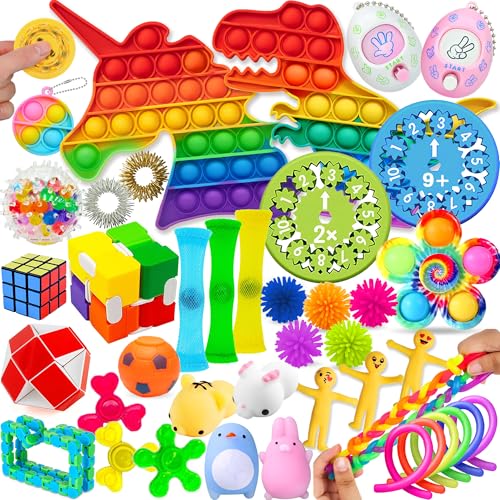 Chennyfun Stressabbau Spielzeug Set, 40Pcs Sensory Zappeln Anti Stress Toys Kit, mit Squeeze Stressbälle Sensorisches Spielzeug, Traubenbälle Fidget Toys Set für Kinder Erwachsene Autismus ADHS von Chennyfun