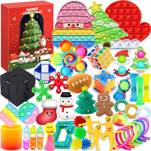 Chennyfun Fidget Toys Adventskalender 2024, Kinder Fidget Weihnachten Countdown Kalender, mit 24 Fidget Spielzeuge für Stressabbau, Überraschungsgeschenk für adventskalender Kinder ab 3 Jahren von Chennyfun