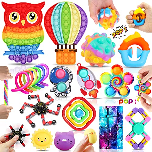 Chennyfun Fidget Toys Set, Stressabbau mit Spielzeugkiste Magic Burger Cube, Flippy Chain, Stressball, Sensorisches Spielzeug für Autismus ADHD, Anti-Angst-Geburtstag für Teen Kinder Erwachsene… von Chennyfun
