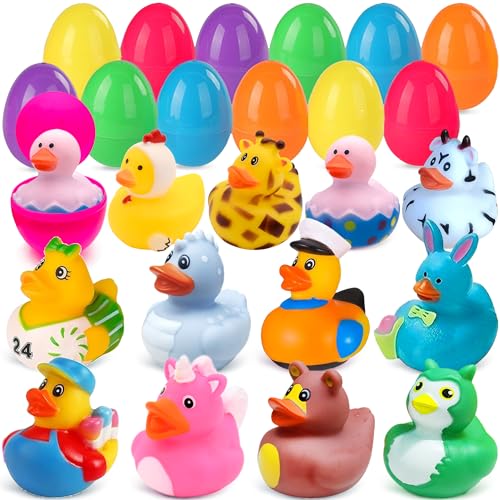 Chennyfun Gummi Enten, Bunt Gummi Badeenten, Quietschen Bade Enten, Float and Squeak Mini Gelbe Ente, Schwimmende Enten Badewannenspielzeug für Babys Dusch Geburtstags Partyartikel von Chennyfun