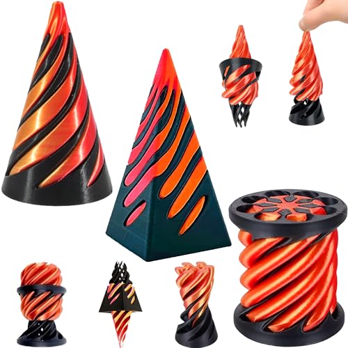 Chennyfun 3Pcs Impossible Cone Fidget Toy, 3D Printer Spiral Cone Pyramid Zylinder Toy, Anti-Stress Desktop Dekorationen Spielzeug, Leicht Kompakt Stress Relief Toy für Kinder Erwachsene Geschenk von Chennyfun