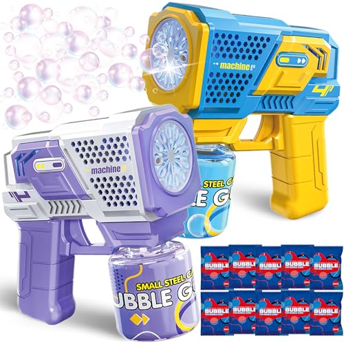 Chennyfun Seifenblasen Pistolen für Kinder,Seifenblasenpistolen Set mit 2 Bubble Guns und 10 Seifenblasen Flüssigkeit,Blasenspielzeug Geschenk für Kinder,Bubble Party Gefälligkeiten, Sommerspielzeug von Chennyfun