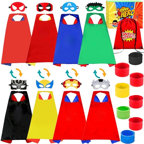 Chennyfun Superhelden Kinderkostüm Kinder, 4pcs Double-sided Superhelden Umhang mit 8 Superhelden Masken und 8 Superhero Armband, Geschenke für Kindergeburtstag Karneval Halloween Weihnachten Partei Chennyfun Superhelden Kinderkostüm Kinder, 4pcs Double-sided Superhelden Umhang mit 8 Superhelden Masken und 8 Superhero Armband, Geschenke für Kindergeburtstag Karneval Halloween Weihnachten Partei von Chennyfun
