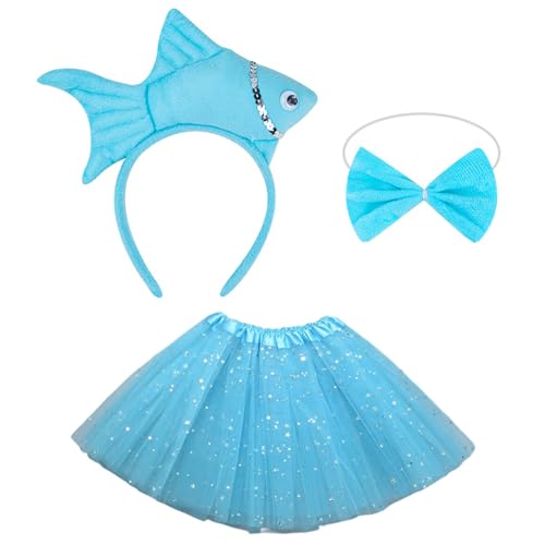Chenxi Studio 1/3-teiliges Fisch-Kostüm-Zubehör-Set, Fisch-Stirnband, Fliege, Tutus, Rock, Zubehör-Set für Kinder, Mädchen, Fischkostüme, Requisiten Chenxi Studio 1/3-teiliges Fisch-Kostüm-Zubehör-Set, Fisch-Stirnband, Fliege, Tutus, Rock, Zubehör-Set für Kinder, Mädchen, Fischkostüme, Requisiten von Chenxi Studio