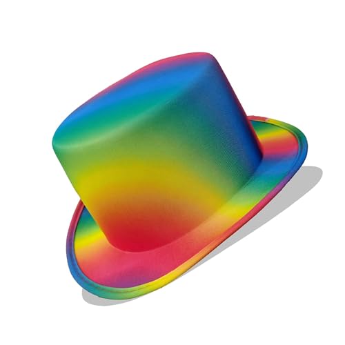 Chenxi Studio Auffälliger Fedora-Hut in Regenbogenfarben, großer Hut für Straßenkünstler und Musikfestivals Chenxi Studio Auffälliger Fedora-Hut in Regenbogenfarben, großer Hut für Straßenkünstler und Musikfestivals von Chenxi Studio