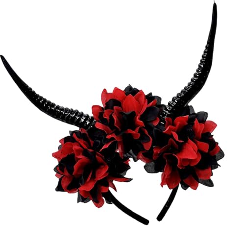 Chenxi Studio Haarreif für Kinder und Erwachsene, Blumen-Antilopen-Horn, Harz, Kostüm-Requisiten für Themenpartys, leicht, Party-Haarschmuck, Festival-Haarschmuck von Chenxi Studio