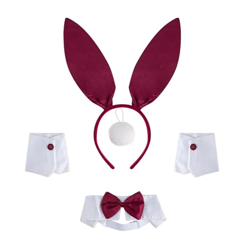 Chenxi Studio Osterhasen-Kostüm-Zubehör-Set mit Hasenohren, Stirnband, Fliege, Schwanz und Armstulpen, Halloween, Cosplay, Kostüm, Damen-Zubehör Chenxi Studio Osterhasen-Kostüm-Zubehör-Set mit Hasenohren, Stirnband, Fliege, Schwanz und Armstulpen, Halloween, Cosplay, Kostüm, Damen-Zubehör von Chenxi Studio