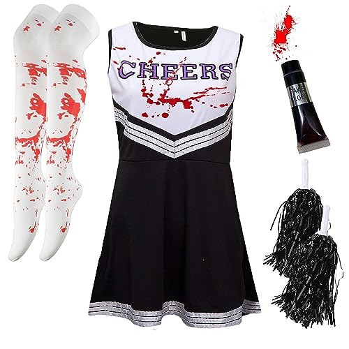 Cheerleader-Kostüm für Damen, Halloween-Kostüme für Damen, Cheerleader-Halloween-Kostüm, Erwachsenen-Zombie-Cheerleader-Halloween-Kostüm für Damen, totes Cheerleader-Blutschlauch, Strumpf, Cheerleader-Kostüm für Damen, Halloween-Kostüme für Damen, Cheerleader-Halloween-Kostüm, Erwachsenen-Zombie-Cheerleader-Halloween-Kostüm für Damen, totes Cheerleader-Blutschlauch, Strumpf, von Cherry-on-Top