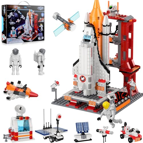 Cherubfunz City Space Shuttle Spielzeug, 888 PCS STEM 11-in-1 Raketen-Bausatz, Stadt-Weltraumstation, Astronautenfiguren, Geschenk für Kinder 6-14, Jungen & Mädchen, Geburtstag & Weihnachten von Cherubfunz