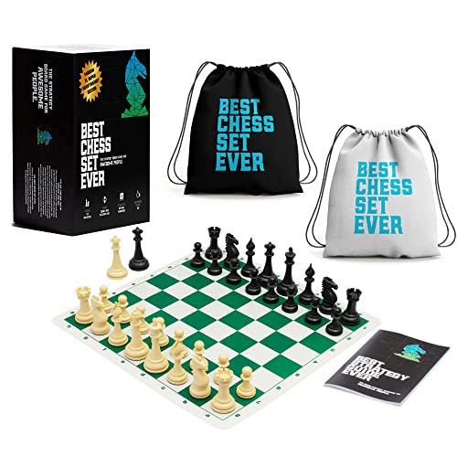 Best Chess Set Ever - New Modern Style Pieces - Schachbrett Set mit XL 4X Quadruple Weighted Pieces - Reiseschachsets für Erwachsene Unique - Kids Chess Set for Kids 50.8 x 50.8 cm - Chess Geeks von Chess Geeks