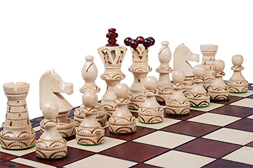 Wunderschönes handgefertigtes Schachspiel aus Holz mit Holzbrett und handgefertigten Schachfiguren – Geschenkideenprodukte (55 cm) von Chess and games shop Muba