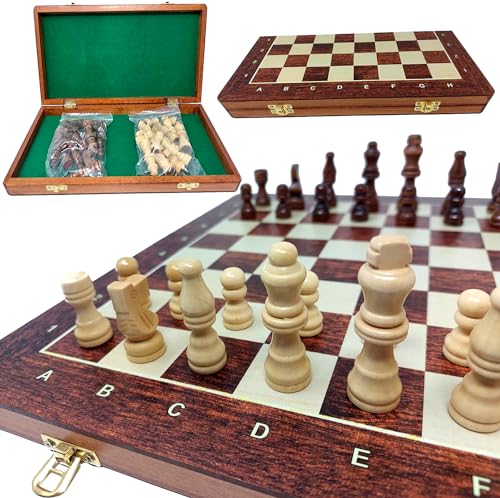 ChessEbook Schachspiel - Hochwertiges Schachbrett aus Holz - Chess Board Set klappbar - Schachbrett-Spielset mit Schachfiguren - 35 x 35 cm von Chessebook
