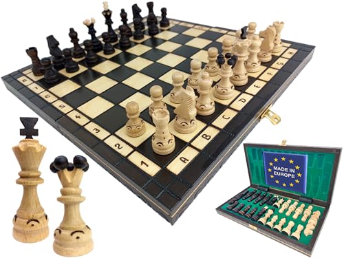 ChessEbook Schachspiel - Hochwertiges Schachbrett aus Holz - Chess Board Set klappbar - Schachbrett-Spielset mit Schachfiguren - 34x34 cm von Chessebook