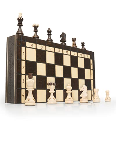 ChessEbook Schachspiel aus Holz Pearl 34 x 34 cm - Hochwertiges Schachbrett aus Holz - Chess Board Set klappbar - Schachbrett-Spielset mit Schachfiguren - Handarbeit von Chessebook