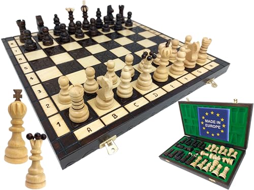 Chessebook Schachspiel aus Holz Pearl Large 42 x 42 cm - Hochwertiges Schachbrett aus Holz - Chess Board Set klappbar - Schachbrett-Spielset mit Schachfiguren - Handarbeit von Chessebook