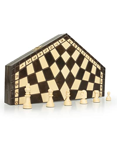 ChessEbook Schachspiel für 3 Personen - Hochwertiges Schachbrett aus Holz - Chess Board Set klappbar - Schachbrett-Spielset mit Schachfiguren - 40x35 cm von Chessebook