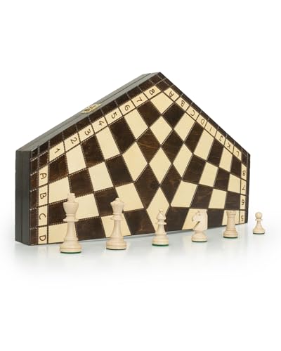 ChessEbook Schachspiel für 3 Personen - Hochwertiges Schachbrett aus Holz - Chess Board Set klappbar - Schachbrett-Spielset mit Schachfiguren - 54x47 cm von Chessebook