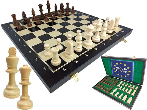 ChessEbook Schachspiel Turnier - Hochwertiges Schachbrett aus Holz - Chess Board Set klappbar - Schachbrett-Spielset mit Schachfiguren - 48x48 cm von Chessebook