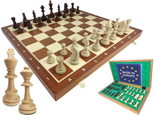 ChessEbook Schachspiel - Hochwertiges Schachbrett aus Holz - Chess Board Set klappbar - Schachbrett-Spielset mit Schachfiguren - 53x53 cm von Chessebook