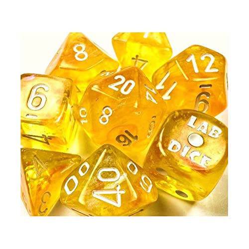 Borealis Polyhedral Canary/white Luminary 7-Die Set (with bonus die) von Chessex
