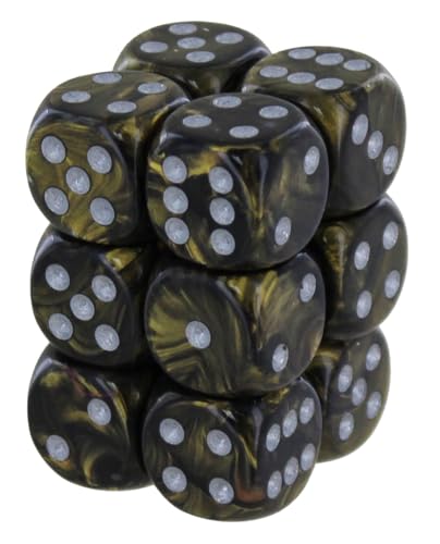 D6 16mm Black Gold w/Silver (12) von Chessex