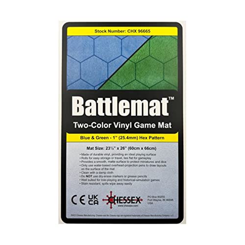 Battlemat™ 1” Reversible Blue-Green Hexes (23½” x 26” Playing Surface) von Chessex