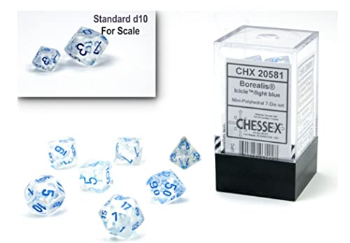 Borealis® Mini-Polyhedral Icicle™/light blue Luminary™7-Die Set von Chessex
