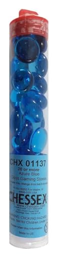 Chessex Gaming Glass Stones in Tube - Crystal Aqua (40) von Chessex