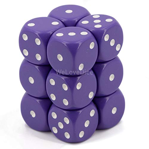 Chessex Opaque 16mm d6 with pips Dice Blocks (12 Dice) - Purple w/White von Chessex