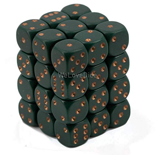 Chessex Opaque 12mm d6 with pips Dice Blocks (36 Dice) - Dusty Green w/Gold Chessex Opaque 12mm d6 with pips Dice Blocks (36 Dice) - Dusty Green w/Gold von Chessex