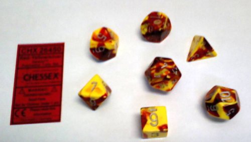 Chessex Gemini Polyhedral 7-Die Set - Red-Yellow w/Silver von Chessex