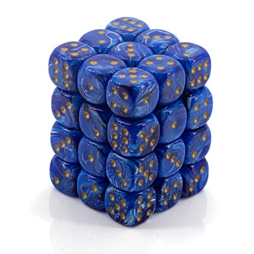 Chessex 27836 - Würfelset Vortex blau/Gold, 36 6-seitige Würfel (12mm) von Chessex