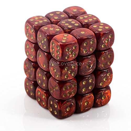 Chessex Dice d6 Sets: Scarab Scarlet with Gold - 12mm Six Sided Die (36) Block of Dice by Chessex von Chessex