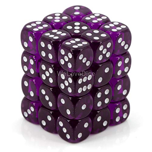 Chessex Manufacturing 23807 12 mm Set Of Purple With White Translucent D6 Dice Set Of 36 by Chessex Manufacturing von Chessex