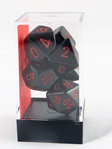 Chessex Manufacturing 25418 Opaque Black With Red Polyhedral Dice Set Of 7 von Chessex