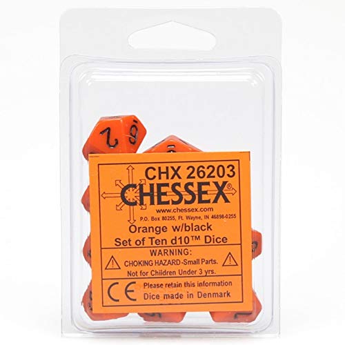 Chessex Opaque Polyhedral Ten d10 Set - Orange/Black Chessex Opaque Polyhedral Ten d10 Set - Orange/Black von Chessex