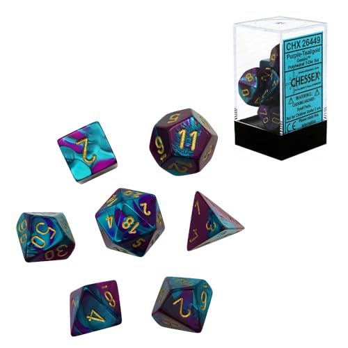 Chessex Says: CHX26449 Gemini Dice Set: Purple-Teal/Gold (7), one size von Chessex