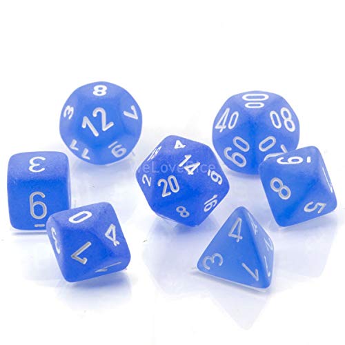 Chessex Says: CHX27406 Set Dice Frosted: Blue/White (7) von Chessex