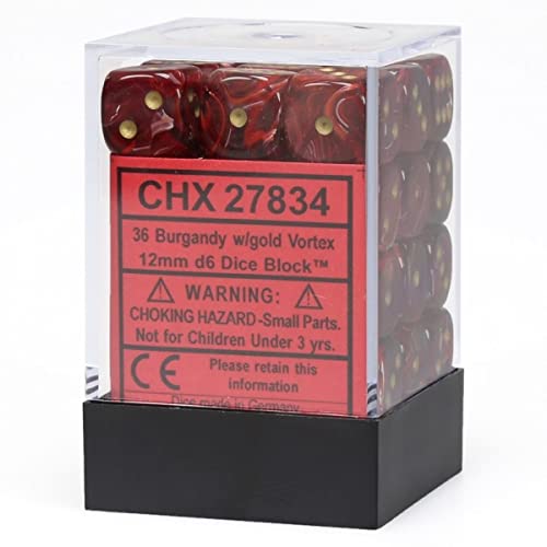 Chessex Says: CHX27834 D6 12mm Vortex: Burgundi/Gold (36) von Chessex
