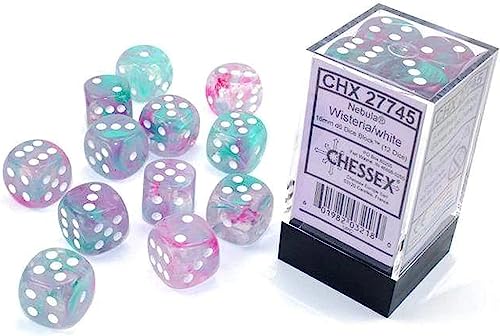 Chessex - Set mit 12 Nebelmuttern Wisteria/Weiß Luminary von Chessex