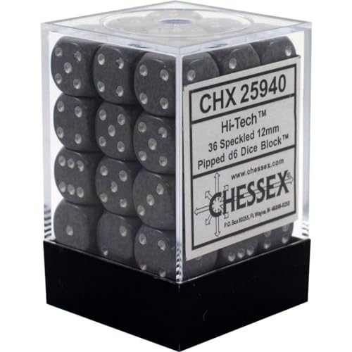 Chessex Speckled 12mm d6 Dice Blocks with Pips (36 Dice) - Hi-Tech von Chessex