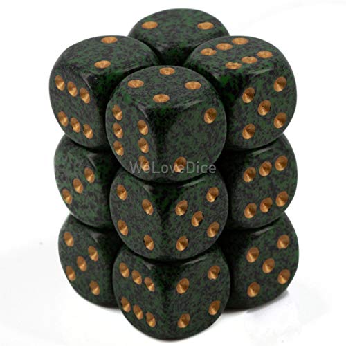 Chessex Speckled 16mm d6 with pips Dice Blocks (12 Dice) - Golden Recon von Chessex