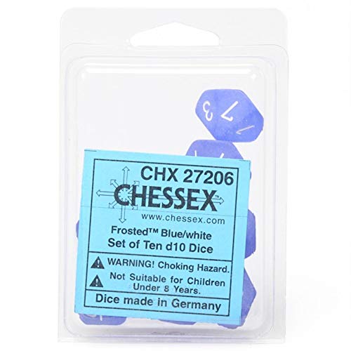 Chessex Ten D10 Sets - Frosted Blue w/White Chessex Ten D10 Sets - Frosted Blue w/White von Chessex