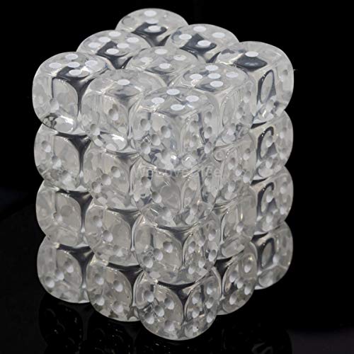 Chessex Translucent 12mm d6 with pips Dice Blocks (36 Dice) - Clear w/White von Chessex